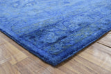 Overdyed Traditional Blue Hand Tufted Wool 5x8 Area Rug