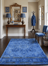 Overdyed Traditional Blue Hand Tufted Wool 5x8 Area Rug