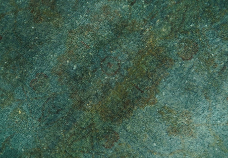 Overdyed Traditional Oriental Oushak Teal Hand knotted Wool Area Rug