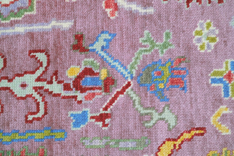Oversize Runner 3x15 Pink And Blue Hand Knotted Wool Rug
