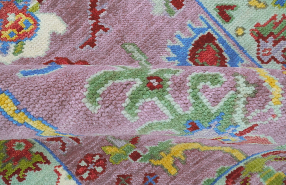 Oversize Runner 3x15 Pink And Blue Hand Knotted Wool Rug