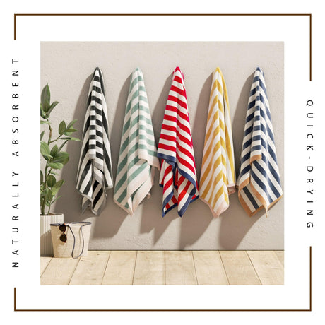 Oversized Striped Border Cabana Beach Towel – Santa Cruz-Beach Towels-Parc Decor