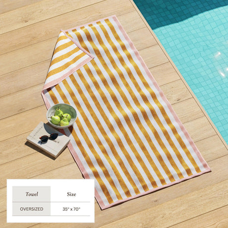Oversized Striped Border Cabana Beach Towel – Santa Cruz-Beach Towels-Parc Decor