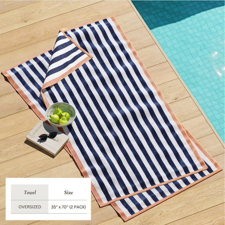 Oversized Striped Border Cabana Beach Towel – Santa Cruz-Beach Towels-Parc Decor