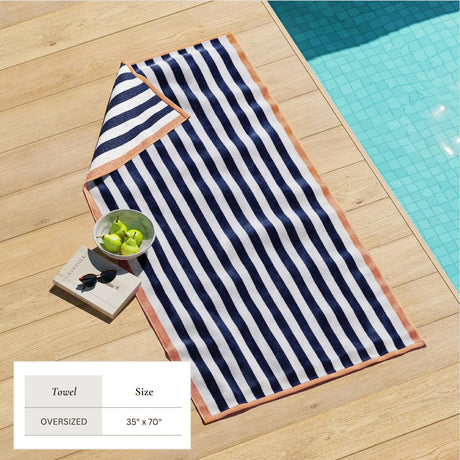 Oversized Striped Border Cabana Beach Towel – Santa Cruz-Beach Towels-Parc Decor