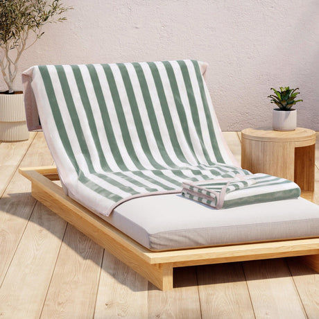 Oversized Striped Border Cabana Beach Towel - Santa Cruz-Beach Towels-Parc Decor