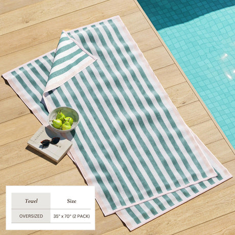 Oversized Striped Border Cabana Beach Towel – Santa Cruz-Beach Towels-Parc Decor
