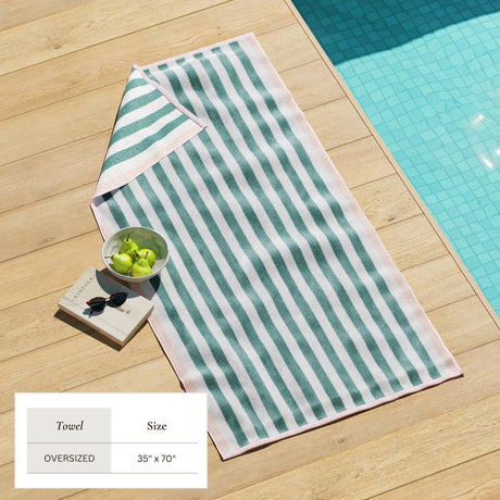 Oversized Striped Border Cabana Beach Towel – Santa Cruz-Beach Towels-Parc Decor