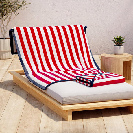 Oversized Striped Border Cabana Beach Towel - Santa Cruz-Beach Towels-Parc Decor