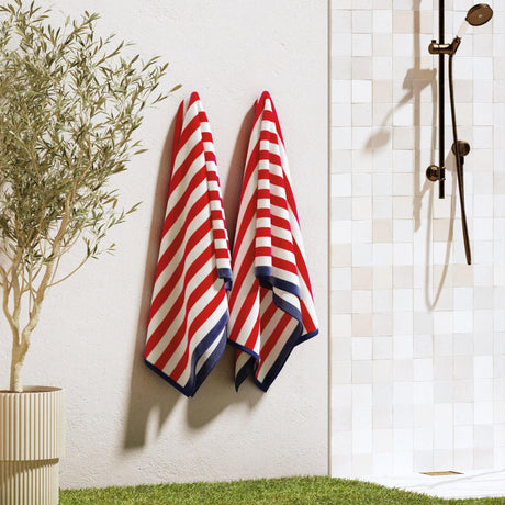 Oversized Striped Border Cabana Beach Towel – Santa Cruz-Beach Towels-Parc Decor