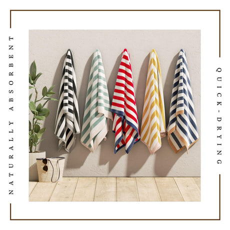 Oversized Striped Border Cabana Beach Towel – Santa Cruz-Beach Towels-Parc Decor
