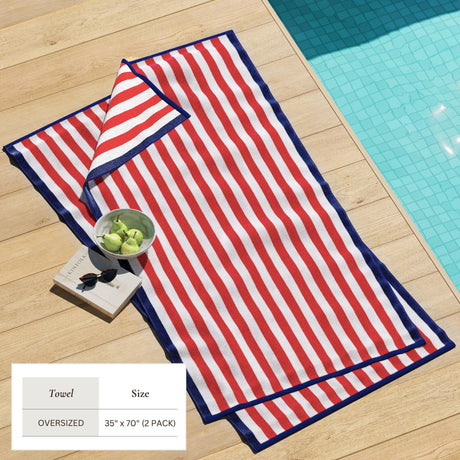 Oversized Striped Border Cabana Beach Towel – Santa Cruz-Beach Towels-Parc Decor