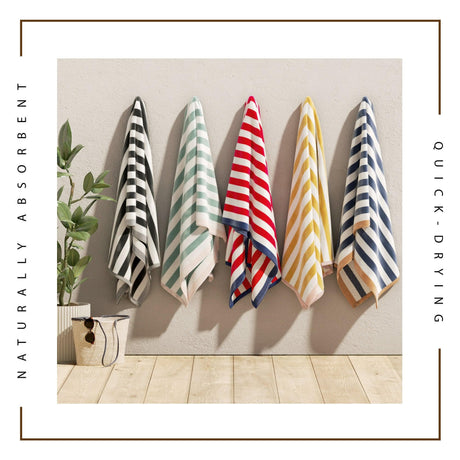 Oversized Striped Border Cabana Beach Towel – Santa Cruz-Beach Towels-Parc Decor