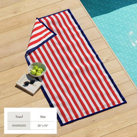 Oversized Striped Border Cabana Beach Towel – Santa Cruz-Beach Towels-Parc Decor