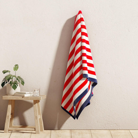 Oversized Striped Border Cabana Beach Towel – Santa Cruz-Beach Towels-Parc Decor