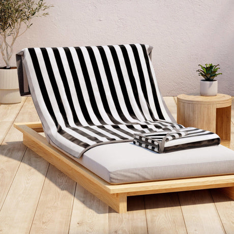 Oversized Striped Border Cabana Beach Towel - Santa Cruz-Beach Towels-Parc Decor