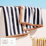 Oversized Striped Border Cabana Beach Towels - Santa Cruz