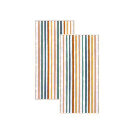 Oversized Striped Border Cabana Beach Towels - Santa Cruz