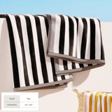 Oversized Striped Border Cabana Beach Towels - Santa Cruz
