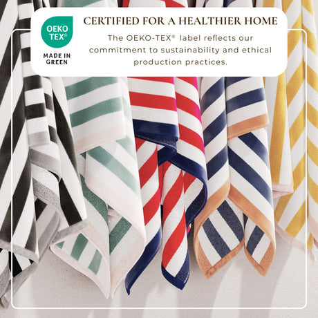 Oversized Striped Border Cabana Beach Towels - Santa Cruz