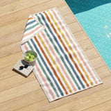 Oversized Striped Border Cabana Beach Towels - Santa Cruz