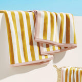 Oversized Striped Border Cabana Beach Towels - Santa Cruz