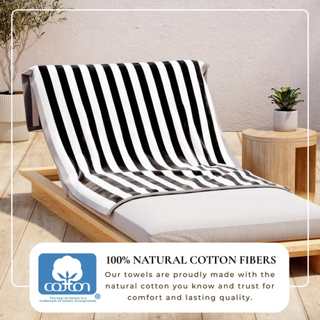 Oversized Striped Border Cabana Beach Towels - Santa Cruz