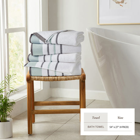 Decorative Cotton Stripe Bath Towel Set - Noelle Collection