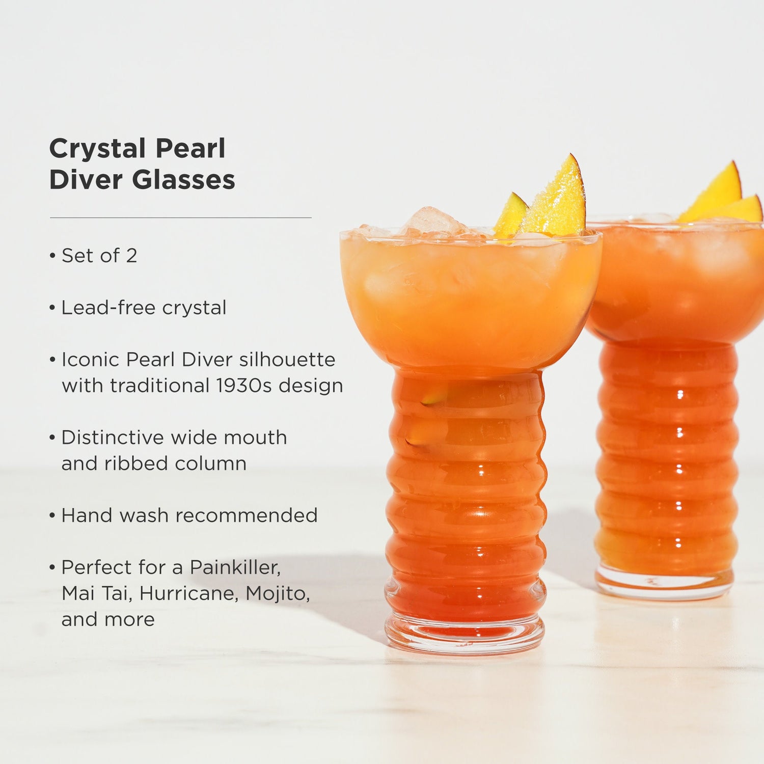 Pacific Crystal Pearl Diver Glasses Set of 2-product_type::stemless_cocktail_glasses-Parc Decor