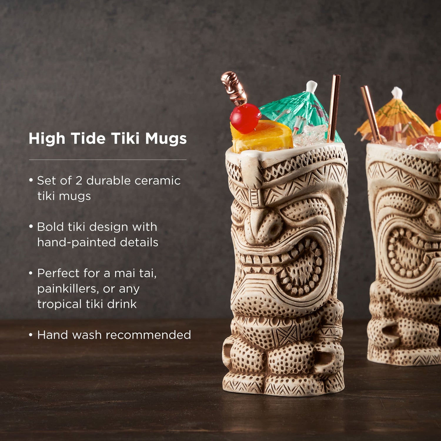 Pacific High Tide Tiki Mugs Set of 2-product_type::stemless_cocktail_glasses-Parc Decor