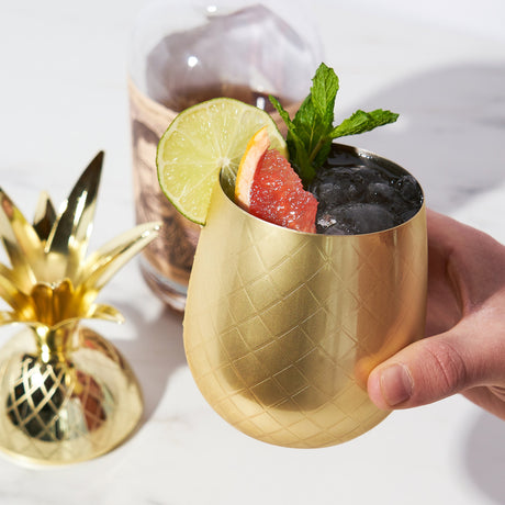 Pacific Pineapple Tumbler in Gold-product_type::stemless_cocktail_glasses-Parc Decor