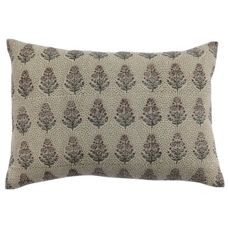 Padma Linen Floral Throw Pillow Cover, Ruby-Floral Pillows-Parc Decor