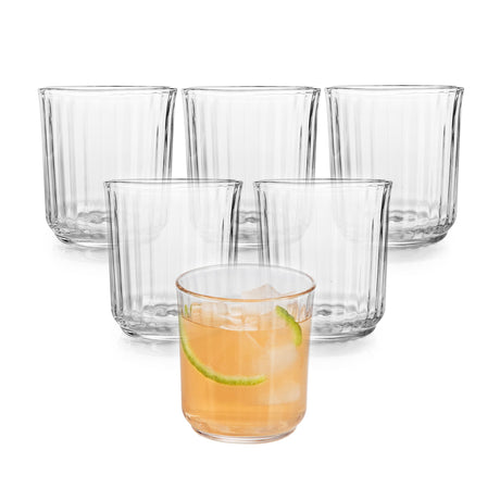 Paneled Double Old Fashioned Rocks Glasses, 11.2 ounce, Set of 6-Beverageware-Parc Decor