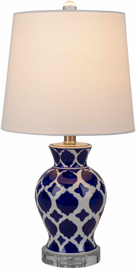 Pangian White & Blue Patterned Ceramic Table Lamp-Lighting-Parc Decor