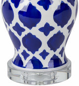 Pangian White & Blue Patterned Ceramic Table Lamp-Lighting-Parc Decor