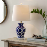 Pangian White & Blue Patterned Ceramic Table Lamp-Lighting-Parc Decor