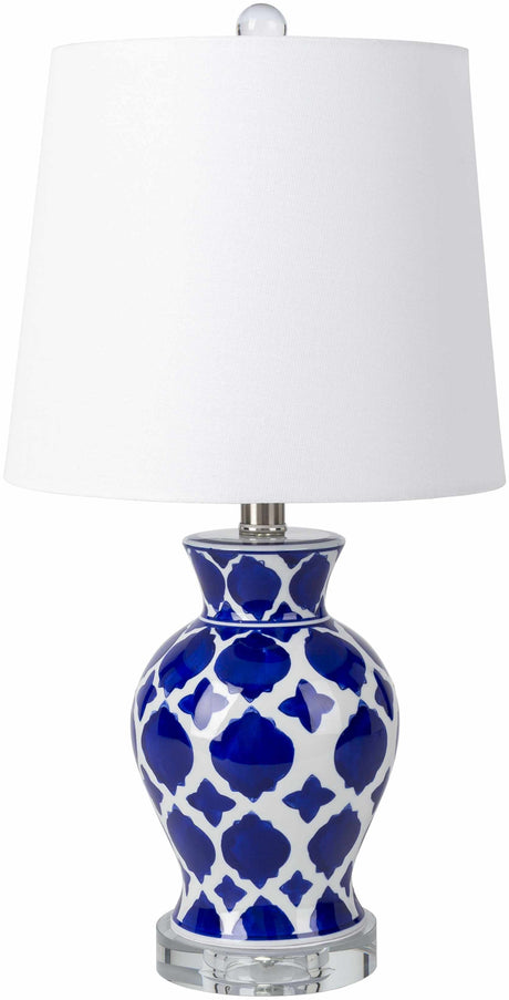 Pangian White & Blue Patterned Ceramic Table Lamp-Lighting-Parc Decor