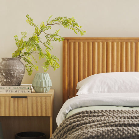 Paris Contemporary Reeded Headboard Solid Wood Bed-Bedroom-Parc Decor