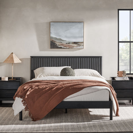 Paris Contemporary Reeded Headboard Solid Wood Bed-Bedroom-Parc Decor