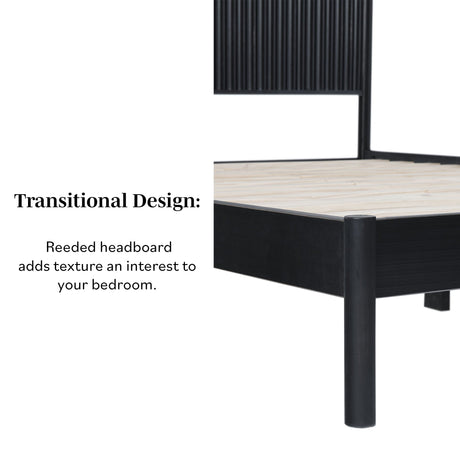 Paris Contemporary Reeded Headboard Solid Wood Bed-Bedroom-Parc Decor