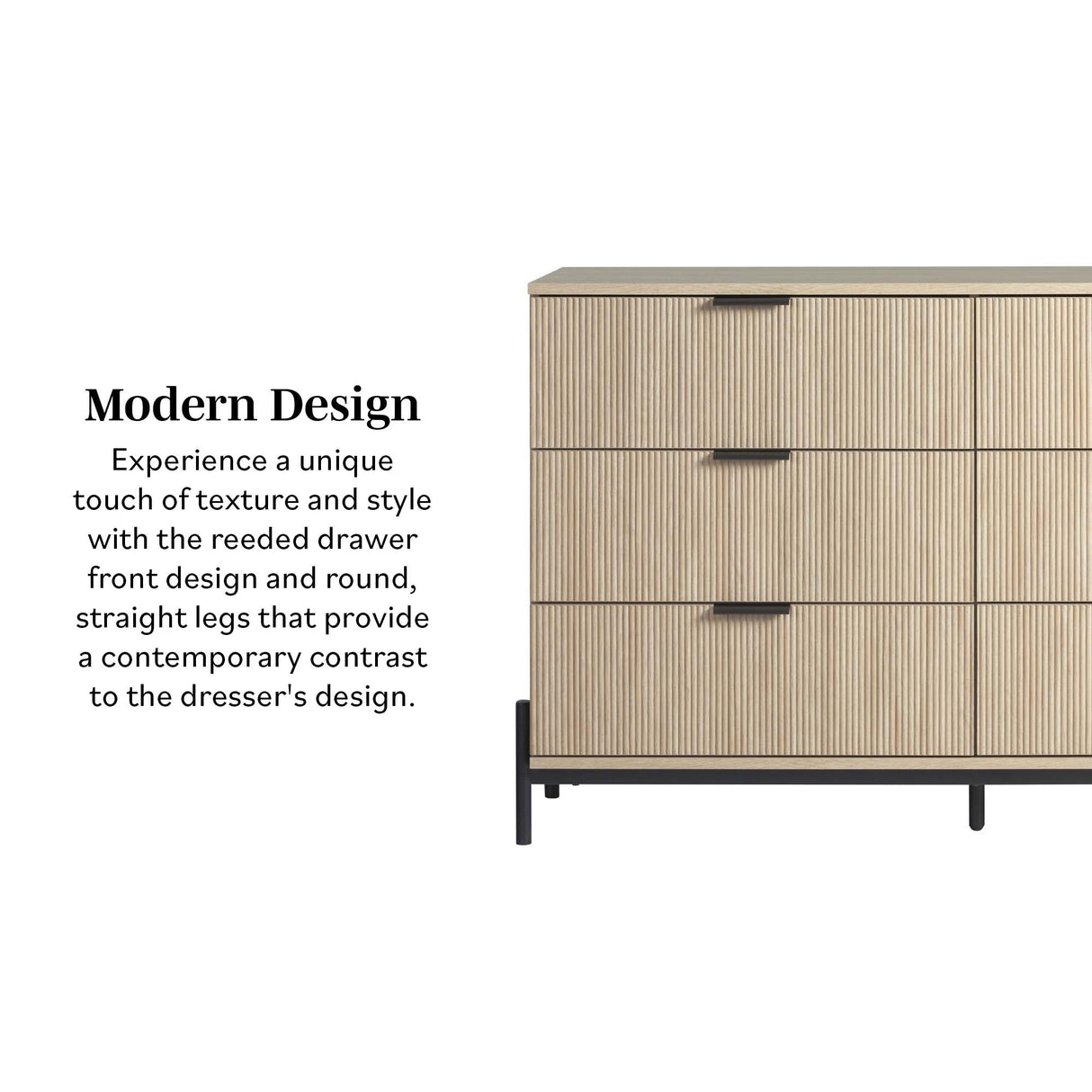 Paris Modern Scandinavian Reeded Dresser-Bedroom-Parc Decor
