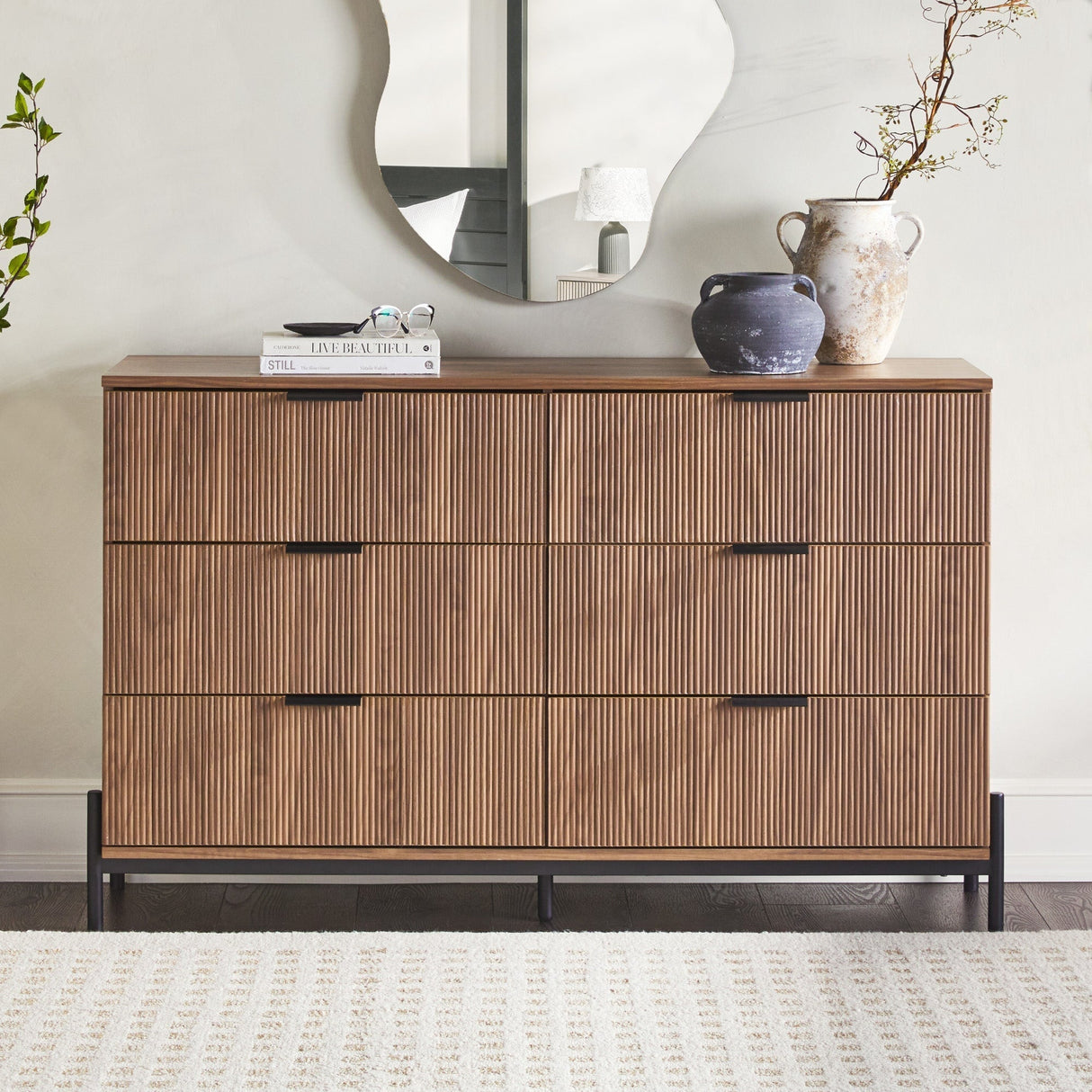 Paris Modern Scandinavian Reeded Dresser-Bedroom-Parc Decor