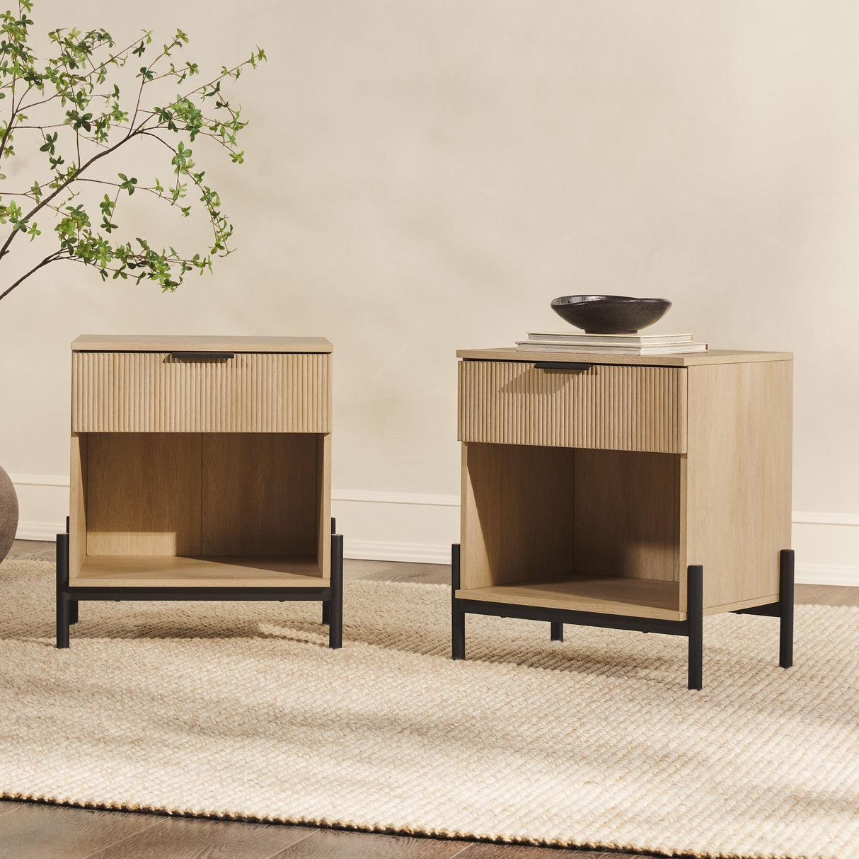 Paris Modern Scandinavian Reeded Nightstand