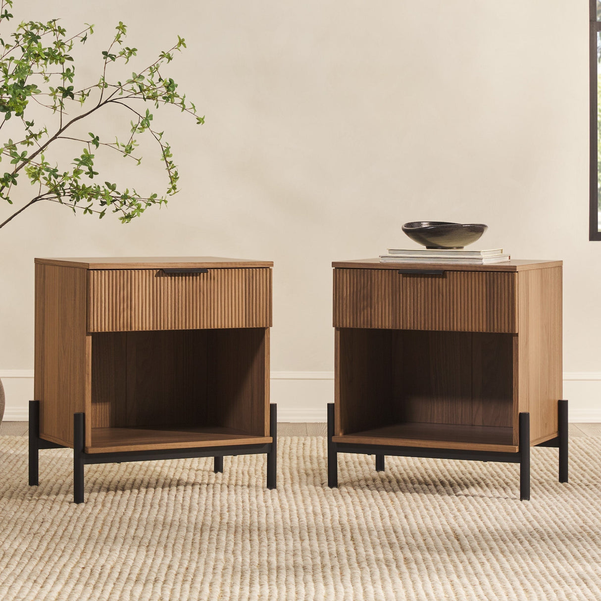 Paris Modern Scandinavian Reeded Nightstand