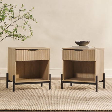 Paris Modern Scandinavian Reeded Nightstand-Bedroom-Parc Decor