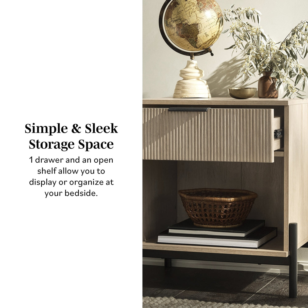 Paris Modern Scandinavian Reeded Nightstand-Bedroom-Parc Decor