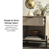 Paris Modern Scandinavian Reeded Nightstand-Bedroom-Parc Decor