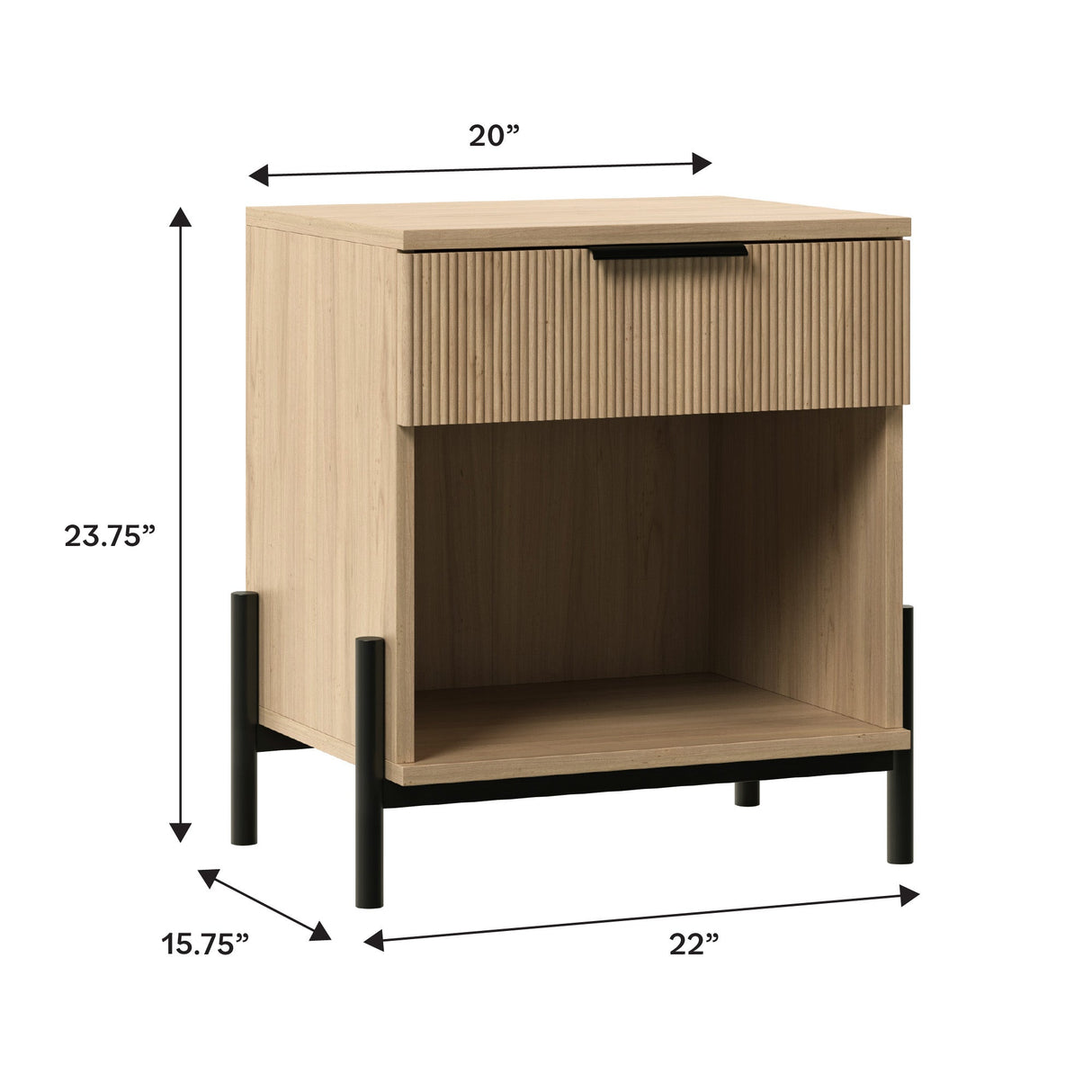 Paris Modern Scandinavian Reeded Nightstand-Bedroom-Parc Decor