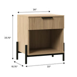 Paris Modern Scandinavian Reeded Nightstand-Bedroom-Parc Decor