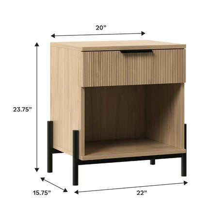 Paris Modern Scandinavian Reeded Nightstand-Bedroom-Parc Decor